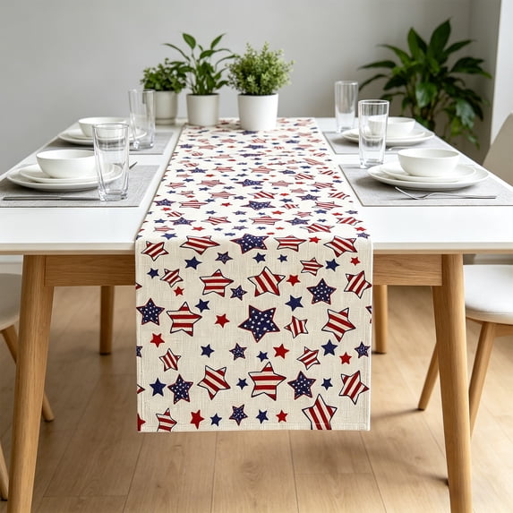 Independence Day Table Runner, 250th Anniversary 4th of July Table Decoration, 13x72 Inch Red White and Blue Patriotic Table Runners for Holiday Decor Dinging, Party, Kitchen (B)