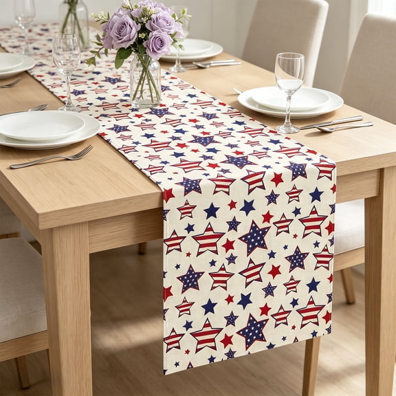Independence Day Table Runner, 250th Anniversary 4th of July Table Decoration, 13x72 Inch Red White and Blue Patriotic Table Runners for Holiday Decor Dinging, Party, Kitchen (D)