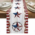 thumbnail image 1 of Independence Day Table Runner - 72 Inch Long, Kitchen Dining Table Runner Dresser Scarves, Farmhouse Texas Star Wooden Grain Farmhouse Decor for Coffee Tables Wedding Party Banquet, 1 of 8