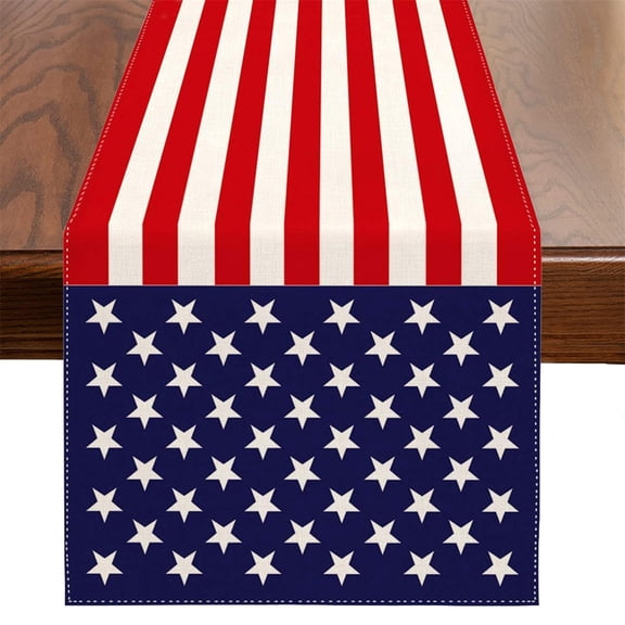 Independence Day Table Runner for Memorial Day Patriotic 4th of July Decorations American Style Table Flag for Spring Summer Kitchen Dining Room National Holiday Festive Home Tabletop Decor