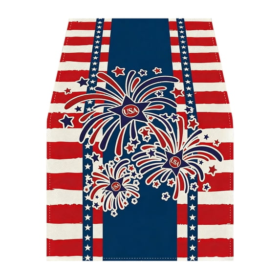 Independence Day Tablecloth - 4th of July American Memorial Day Patriotic Table Runner Dining Table Holiday Party Decor for Home Kitchen Decoration