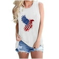 thumbnail image 1 of Independence Day T-Shirts for Womens Usa Flag Star Patriotic Tank Tops American Flag Printed Tee Shirts Scooped Neck Tee Sleeveless Shirts American Flag Printed Tunic Blouses Going Out Outfits, 1 of 4