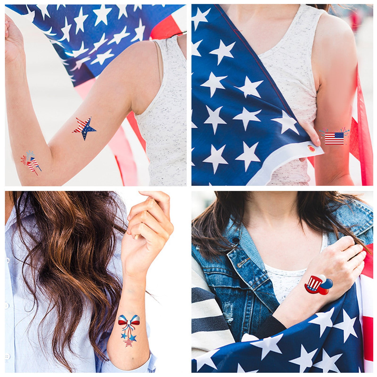 Independence Day Tattoo Stickers Decoration Patriotic Temporary Tattoos