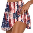 thumbnail image 1 of Independence Day Tennis Skirts For Women High Waisted Skorts with Underneath Shorts American Flags Printed Elastic Yoga Skirts Summer Running Athletic Skort, 1 of 5