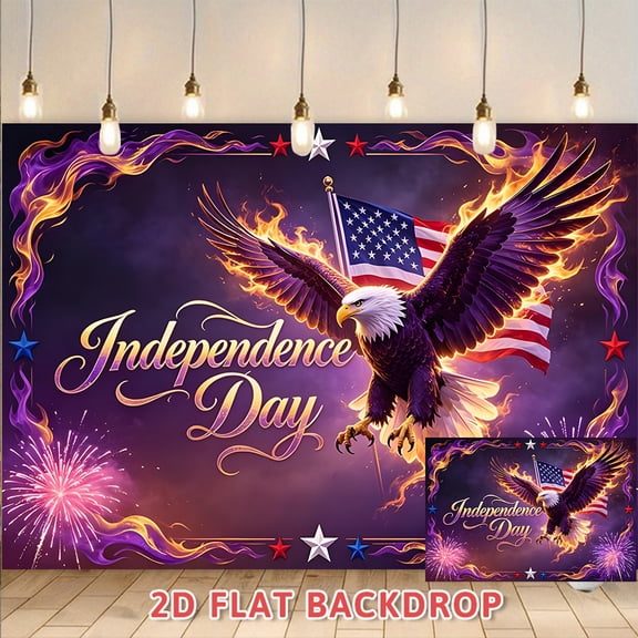 Independence Day Theme Backdrop, American Flag and Bald Eagle Decor Background, Suitable for Independence Day Party Indoor and Outdoor Decorations, Holiday Events, Celebrations