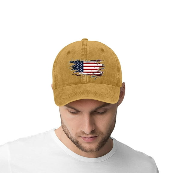 Independence Day Themed Adjustable Baseball Cap, Stylish Unisex Cotton Hat with Patriotic Print, Casual Outdoor Hat for Sports and Daily Wear,Ginger
