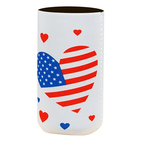 Independence Day Themed Cola Set Slim Can Cooler Sleeves, Beer/Energy Drink Pattern Skinny Neoprene Coolie, Thermocoolers Tall Skinny Beverage