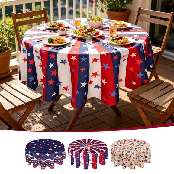 Independence Day Themed Tablecloth, Practical Scene Layout Prop, Patriotic Style Table Cover for Desktop, Dining Area, Indoor Home and Holiday Party Atmosphere Decoration, A