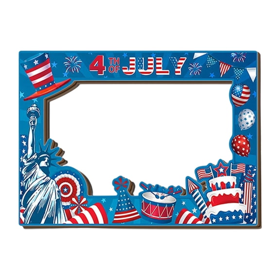 Independence Day Themed Wooden Photo Frame, Patriotic Home and Office Decor, Tabletop Display Picture Frame for Desk and Shelf, Festive Holiday Decoration and Keepsake Gift, New Home Gift Idea