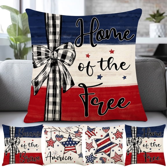 Independence Day Throw Pillowcase Cover, High Definition Printed, Decorative Pillow Case for Couch Sofa, Patriotic Home Accent