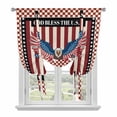 thumbnail image 1 of Independence Day Tie Up Curtains for Windows, Adjustable Balloon Window Shades, Eagle U.S Flag Red Blue Stripes Retro Kitchen Window Treatments Farmhouse Short Curtains with Rod Pocket 42"x45", 1 of 8