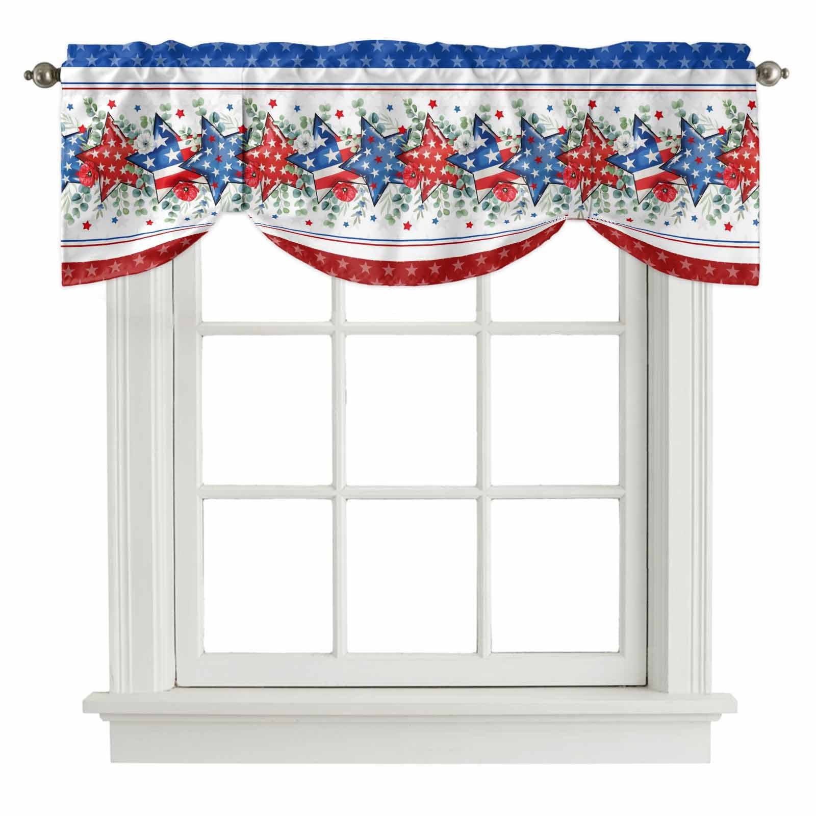 Independence Day Tie Up Valance Curtains for Windows, Kitchen Curtains ...