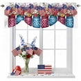 thumbnail image 1 of Independence Day Tie Up Valances Curtain, Adjustable Kitchen American Flag Red Blue Bottle Flowers Valances for Windows Decor, Rod Pocket Short Curtains Set for Bedroom/Bathroom, 42"x18", 1 of 9