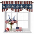thumbnail image 1 of Independence Day Tie Up Valances Curtain, Adjustable Kitchen Metal Retro Five-Pointed Stars Wood Grain Valances for Windows Decor, Rod Pocket Short Curtains Set for Bedroom/Bathroom, 54"x18", 1 of 9