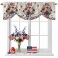 thumbnail image 1 of Independence Day Tie Up Valances Curtain, Adjustable Kitchen Red Blue USA Flag Penang Flower Stars Linen Texture Valances for Windows Rod Pocket Short Curtains Set for Bedroom/Bathroom, 54"x18", 1 of 9