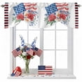 thumbnail image 1 of Independence Day Tie Up Valances Curtain, Adjustable Kitchen Retro Rose Daisy Valances for Windows Decor, Rod Pocket Short Curtains Set for Bedroom/Bathroom, 42"x18", 1 of 9
