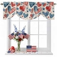 thumbnail image 1 of Independence Day Tie Up Valances Curtain, Adjustable Kitchen U. S. Flag Themed Love Heart Five-Pointed Stars Retro Valances for Windows Rod Pocket Short Curtains Set for Bedroom/Bathroom, 60"x18", 1 of 9