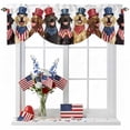 thumbnail image 1 of Independence Day Tie Up Valances Curtain, Adjustable Kitchen US Flag Dogs Valances for Windows Decor, Rod Pocket Short Curtains Set for Bedroom/Bathroom, 54"x18", 1 of 9