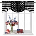 thumbnail image 1 of Independence Day Tie Up Valances Curtain, Adjustable Kitchen Vintage Distressed Black and White American Flag Valances for Windows Decor, Rod Pocket Short Curtains Set for Bedroom/Bathroom, 42"x12", 1 of 9
