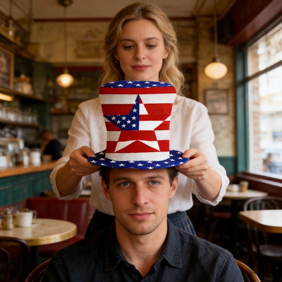 Independence Day Top Hat, 250th Anniversary Flag Costume Patriotic Accessory for 4th of July Party Supplies and Theme Decor,July 4th Decorations
