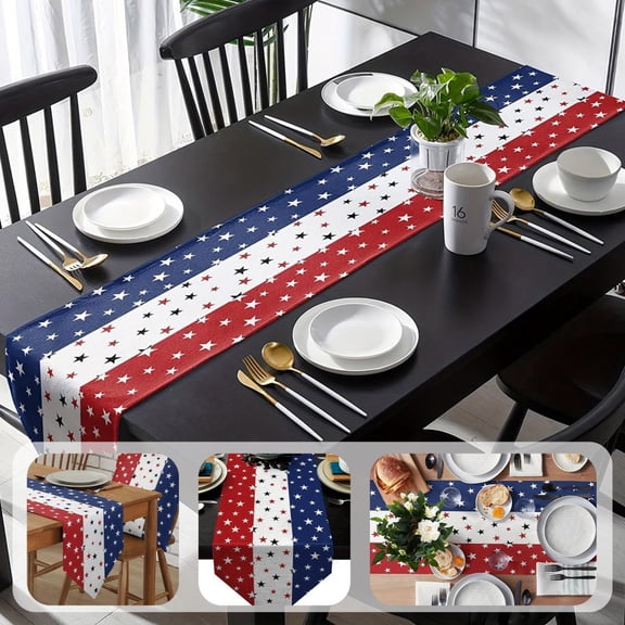 Independence Day Tricolor Table Flag Home Decoration - Fabric Patriotic Design For Indoor Spaces - Ideal For Dining Tables, Coffee Tables, Living Rooms, Holiday
