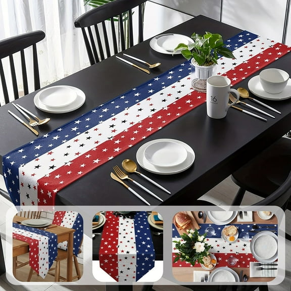 Independence Day Tricolor Table Flag Home Decoration Indoor Table Decoration, Festive Table Runner For Fourth Of July Celebrations, Patriotic Tabletop Accent For Home Dining Room