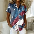 thumbnail image 1 of Independence Day Tshirts for Women Short Sleeve Button Down Casual 4Th of July Top Usa Flag Graphic T-Shirts, 1 of 4