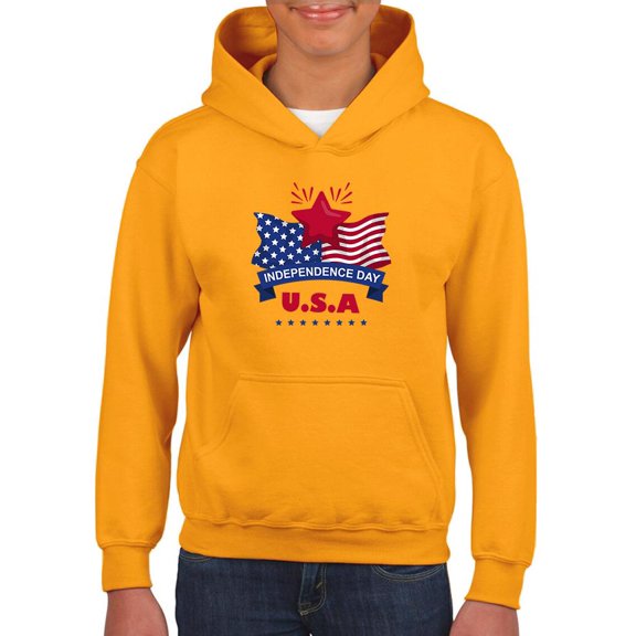 Independence Day U.S.A Hoodie Juniors -Image by Shutterstock,  Large