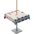 Independence Day US Flag White and Blue Star Table Cloth with Umbrella