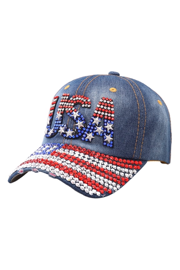 Independence Day USA Baseball Cap, Patriotic 4th of July USA Baseball Cap, Adjustable & Breathable Cotton, Red White Blue Design for Men & Women