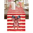 thumbnail image 1 of Independence Day USA Flag Bow Table Runner-36 Inch Long Retro Red Brown Striped Table Runners Linen Burlap Tablerunner for Kitchen Dining Room Holiday Party, 1 of 9