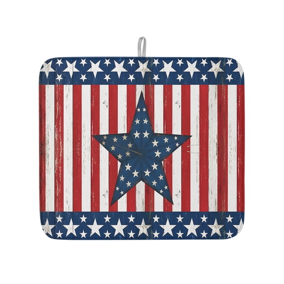 Independence Day USA Flag Dish Drying Mats for Kitchen Counter,Absorbent Microfiber Dish Drainer Rack Mat Stripes and Stars Patriotic Drying Pad for Sinks,Utensils,Countertops,16x18in