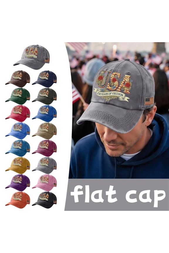 Independence Day USA Hat 250th Anniversary Distressed Cap 1776-2026 American Flag Adjustable Cap Unisex Gift for Men Women Patriots,Black