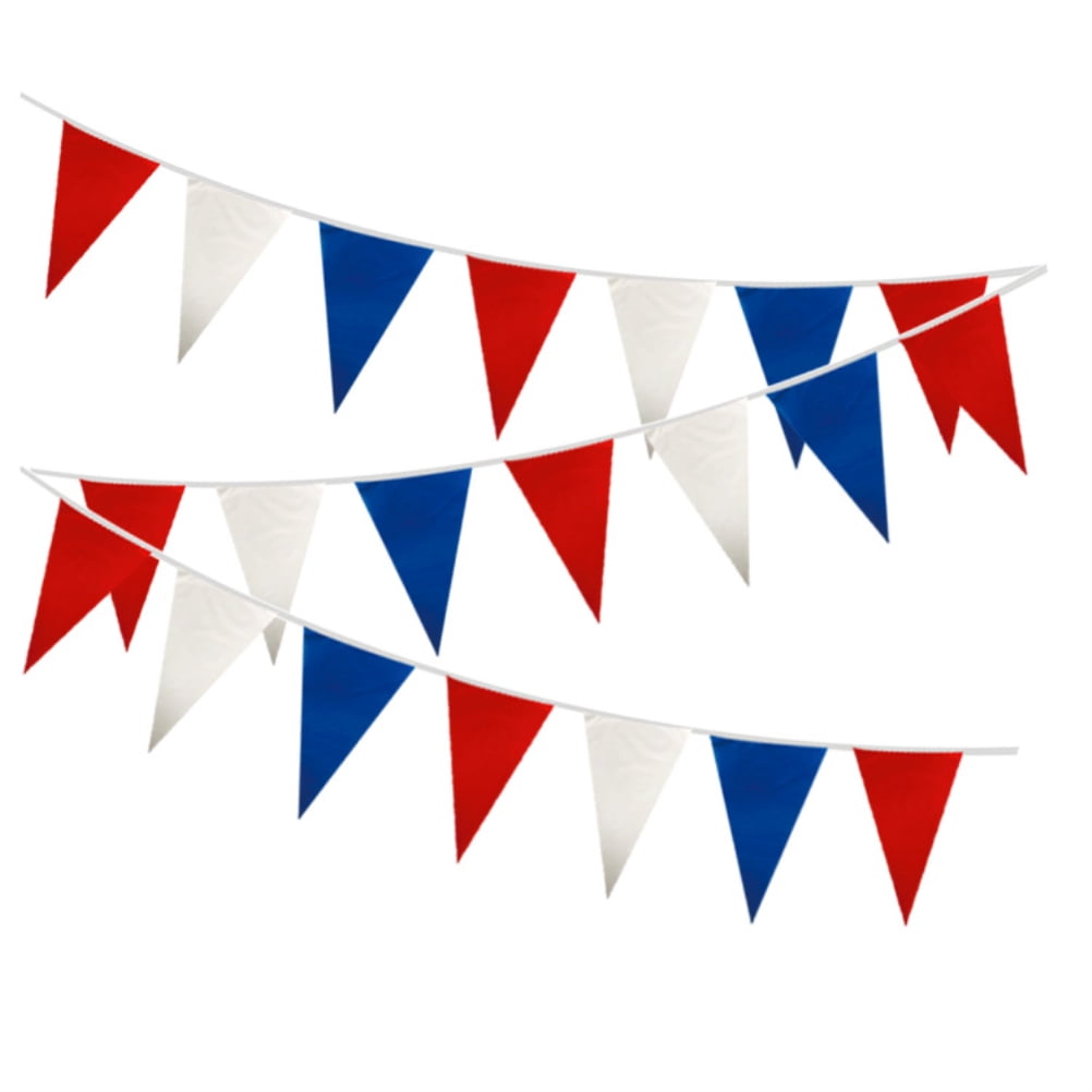 Independence Day USA Triangular Pennant Banner Red, White, and Blue