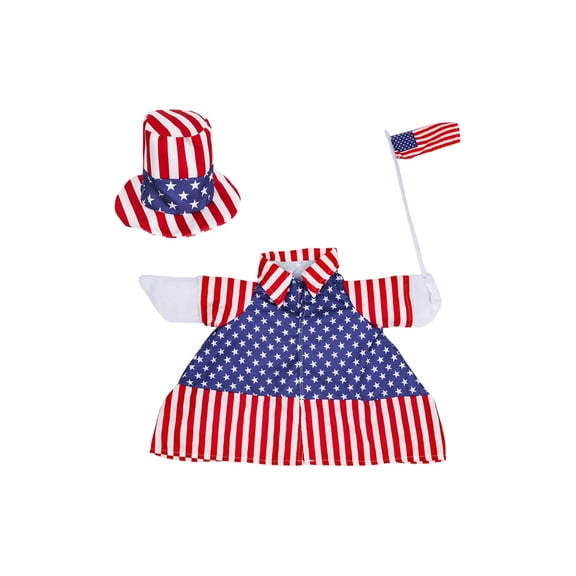 Independence Day Uncle Sam Porch Goose Costume, Flag-Patterned Dress & Hat Outfit for 23 Inch Lawn Goose Statue USA 250th Anniversary Patio Decor