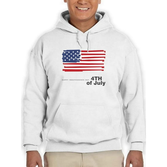Independence Day Usa Flag Hoodie Men -Image by Shutterstock, Male 4X-Large