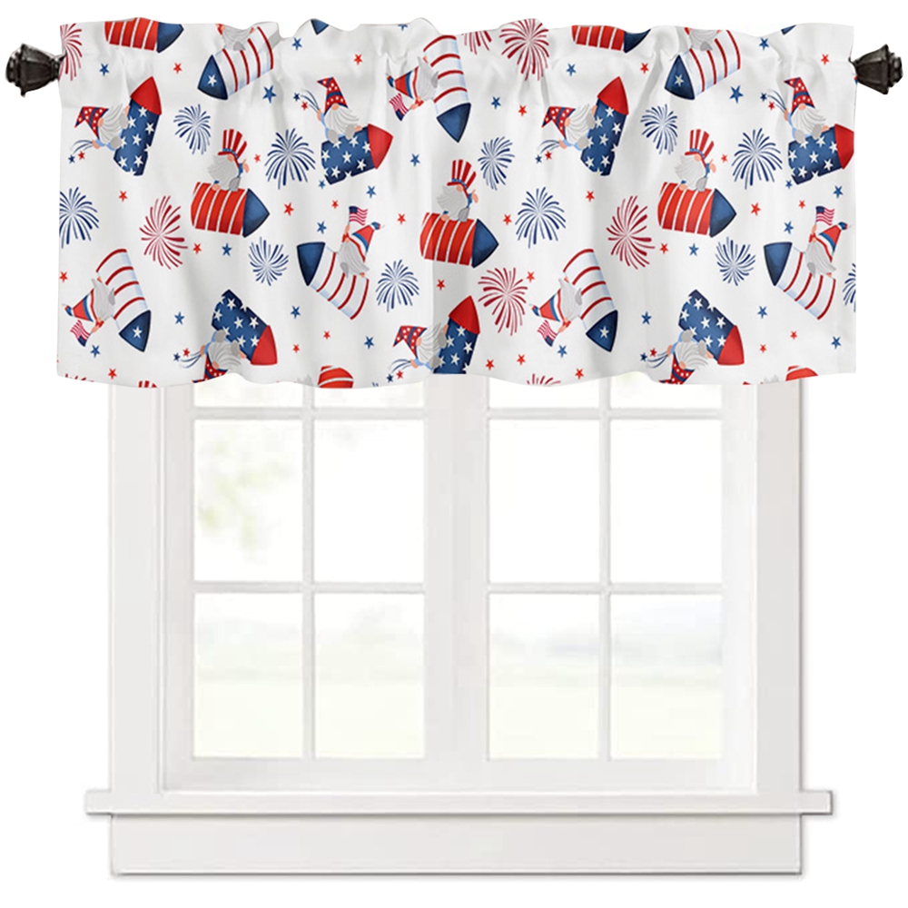 Independence Day Valances, Gnome Red Stripe Star Fourth of July Rod