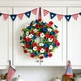 thumbnail image 1 of Independence Day Violet Wreath 15.75 Inch Floral Door Hanging with Realistic Daisies Green Ferns for Front Door Porch Wall Window Mantel Fireplace Entryway Office Seasonal Home Decor Holiday Gift, 1 of 6