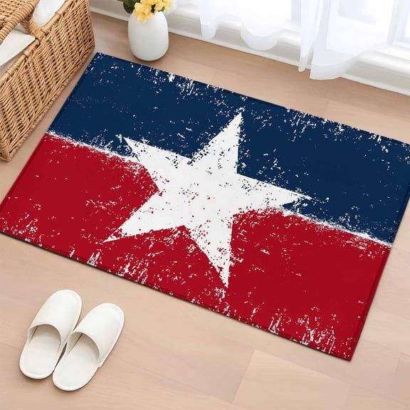 Independence Day Washable Area Rug 2 x 3 ft U.S. Flag Themed Stained Retro Texture Shabby Chic, Soft Non Slip Rugs Stain Repellent Indoor Felt Carpet for Living Dining Room Bedroom Home Office