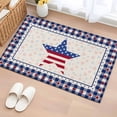 thumbnail image 1 of Independence Day Washable Area Rug 2 x 3 ft USA Flag Star Blue Plaid Retro, Soft Non Slip Rugs Stain Repellent Indoor Felt Carpet for Living Dining Room Bedroom Home Office, 1 of 9