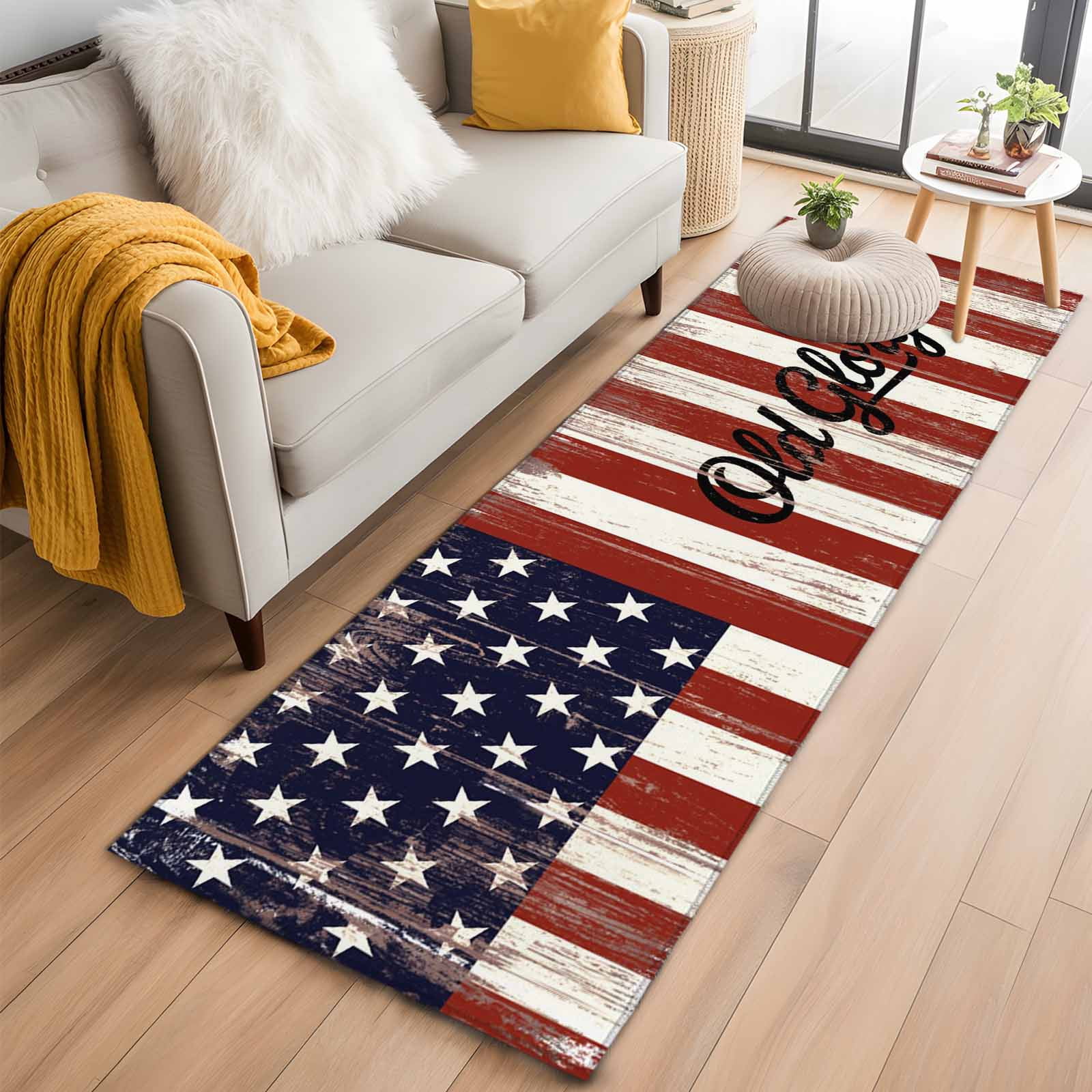 Flag Rugs Independence Day Washable Area Rug 2 x 6 ft U.S. Flag Themed Five ...