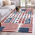 thumbnail image 1 of Independence Day Washable Area Rug 3 x 5 ft Retro American USA Flag Red Stripes Abstract, Soft Non Slip Rugs Stain Repellent Indoor Felt Carpet for Living Dining Room Bedroom Home Office, 1 of 9