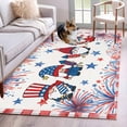 thumbnail image 1 of Independence Day Washable Area Rug 4 x 6 ft American Flag Gnome Red Blue Fireworks Red Grid Frame, Soft Non Slip Rugs Stain Repellent Indoor Felt Carpet for Living Dining Room Bedroom Home Office, 1 of 9
