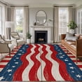 thumbnail image 1 of Independence Day Washable Area Rug 5 x 8 ft Retro America Flag Wood Grain, Soft Non Slip Rugs Stain Repellent Indoor Felt Carpet for Living Dining Room Bedroom Home Office, 1 of 9