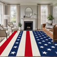 thumbnail image 1 of Independence Day Washable Area Rug 6 x 9 ft Retro U.S. Flag Star Red Blue White Stripes, Soft Non Slip Rugs Stain Repellent Indoor Felt Carpet for Living Dining Room Bedroom Home Office, 1 of 9
