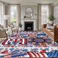 thumbnail image 1 of Independence Day Washable Area Rug 8 x 10 ft Abstract American Flag Love Sunflower Wood Stripes, Soft Non Slip Rugs Stain Repellent Indoor Felt Carpet for Living Dining Room Bedroom Home Office, 1 of 9