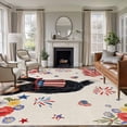 thumbnail image 1 of Independence Day Washable Area Rug 8 x 10 ft Dog Poppy US Flag Retro 4th of July, Soft Non Slip Rugs Stain Repellent Indoor Felt Carpet for Living Dining Room Bedroom Home Office, 1 of 9