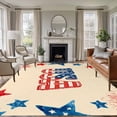 thumbnail image 1 of Independence Day Washable Area Rug 8 x 10 ft Retro 4th of July American Flag Red Blue Star Firework, Soft Non Slip Rugs Stain Repellent Indoor Felt Carpet for Living Dining Room Bedroom Home Office, 1 of 9