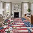 thumbnail image 1 of Independence Day Washable Area Rug 8 x 10 ft USA Flag Red White Poppy, Soft Non Slip Rugs Stain Repellent Indoor Felt Carpet for Living Dining Room Bedroom Home Office, 1 of 9