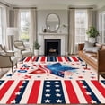 thumbnail image 1 of Independence Day Washable Living Room Rugs 6'x9', 250th Years American Flag Red Blue Star Fireworks Low Pile Throw Large Area Rug Non-Slip Sturdy Edge Binding Carpet for Dining Room Kitchen Office, 1 of 9